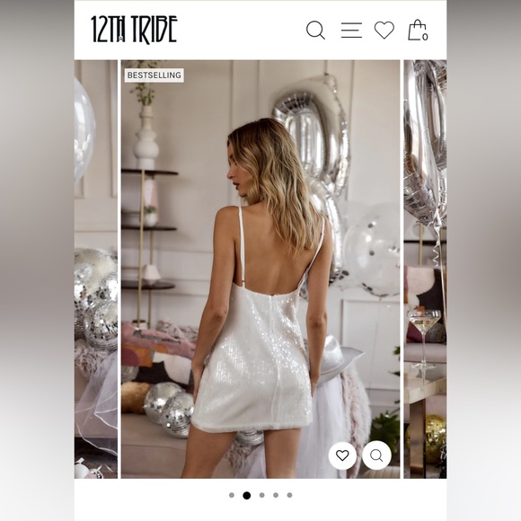 12 Tribe White Sequin Bridal Party Dress - Picture 3 of 3